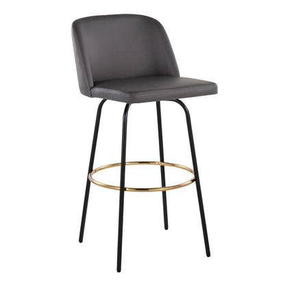 Toriano - Contemporary Fixed Height, Barstool With Swivel & Round Footrest (Set of 2) Lumi Source