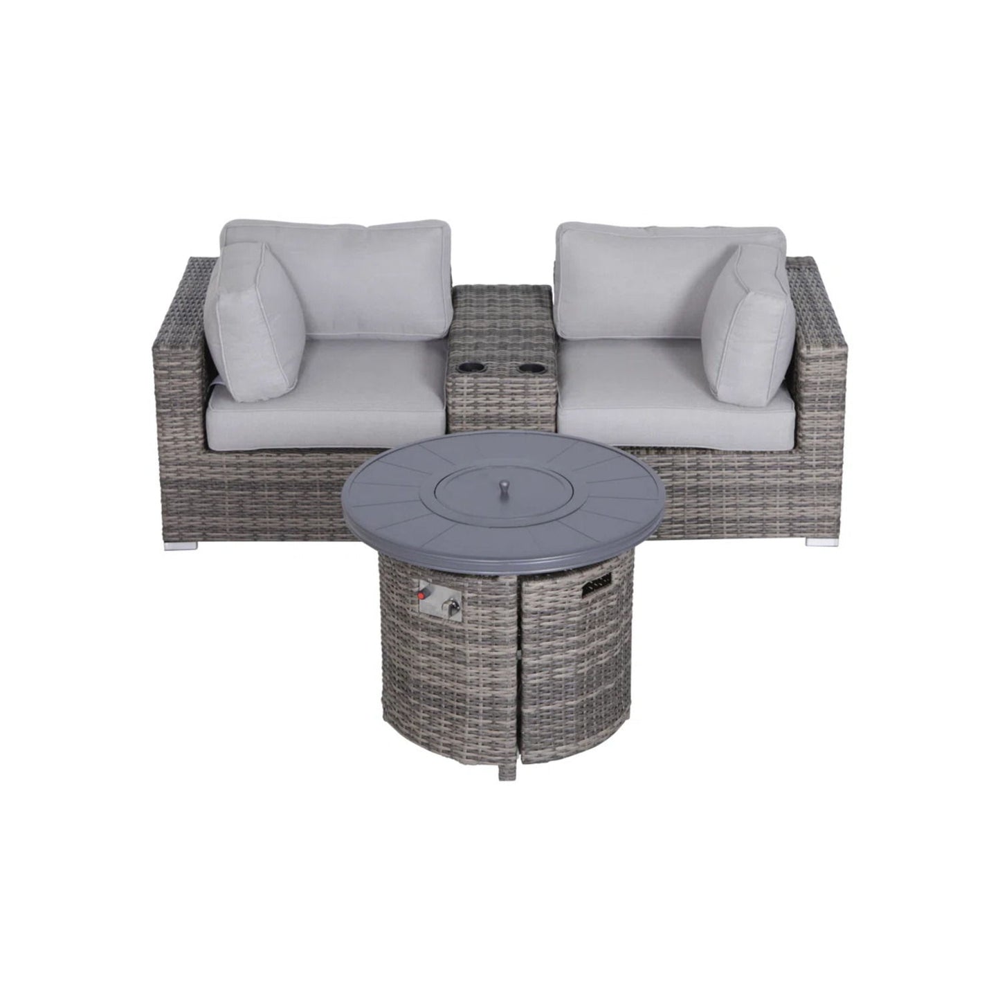 Rattan Patio Set With Comfortable Cushions And Fire Pit LSI Patio Furniture