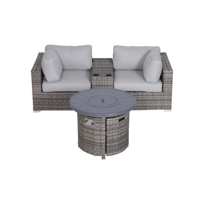 Rattan Patio Set With Comfortable Cushions And Fire Pit LSI Patio Furniture