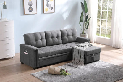 Ashlyn - Reversible Sleeper Sectional Sofa With Storage Chaise, USB Charging Ports And Pocket Lilola Home