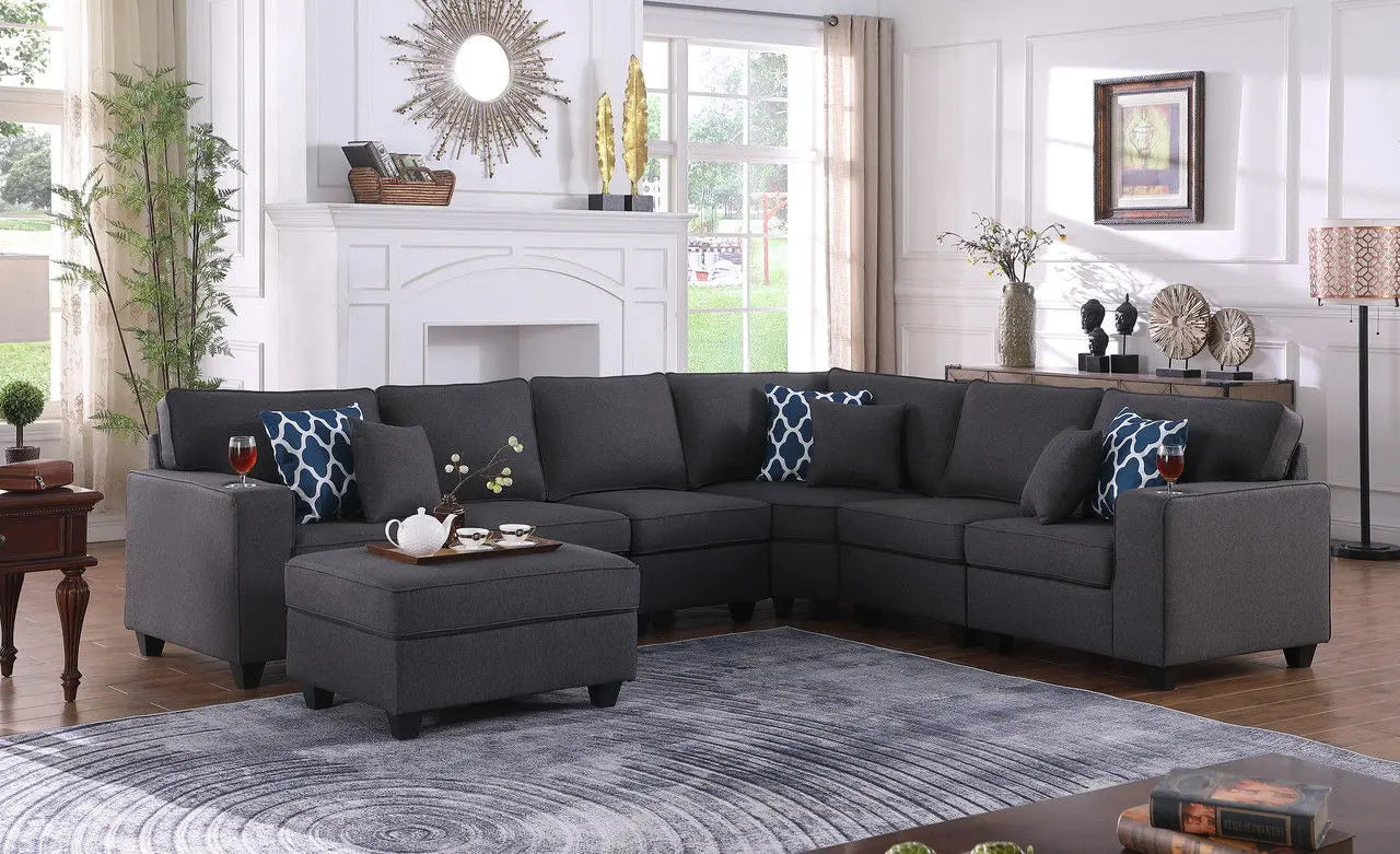 Cooper - Sectional Sofa With Ottomans And Cupholder Lilola Home