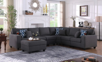Cooper - Sectional Sofa With Ottomans And Cupholder Lilola Home
