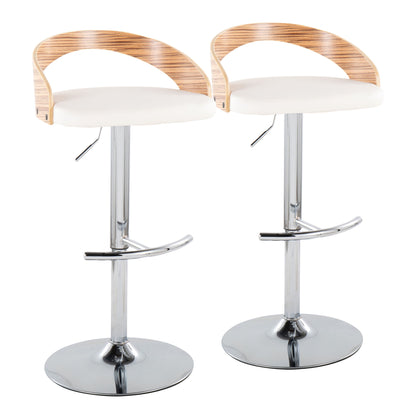 Grotto - Contemporary, Adjustable Barstool With Swivel With Rounded T Footrest (Set of 2) Lumi Source