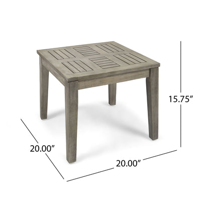Dexterity - Outdoor Square Side Table With Wood Frame - Gray Noble House