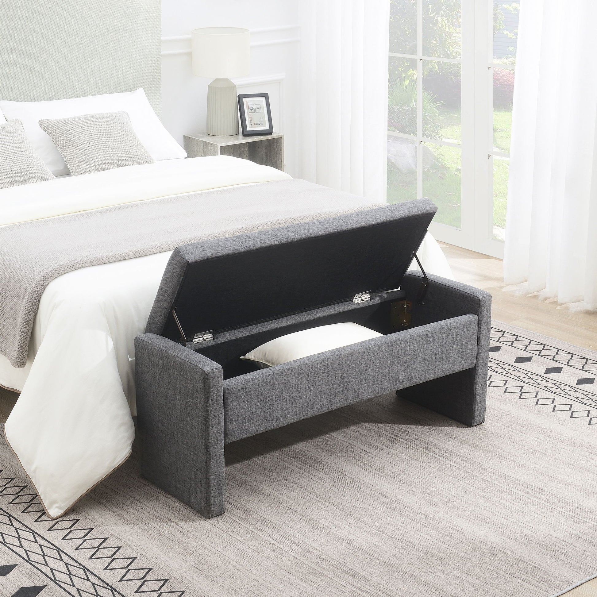 Modern Upholstered Large Bed End Bench With Storage - Snoozhouse