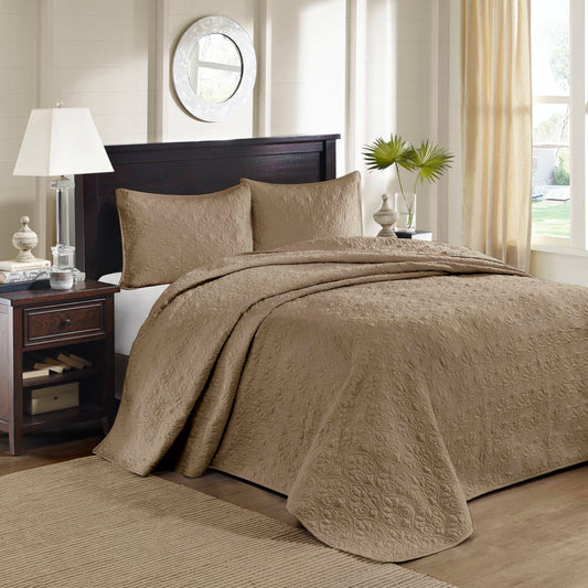 Quebec - Queen Reversible Bedspread Set - Khaki Madison Park