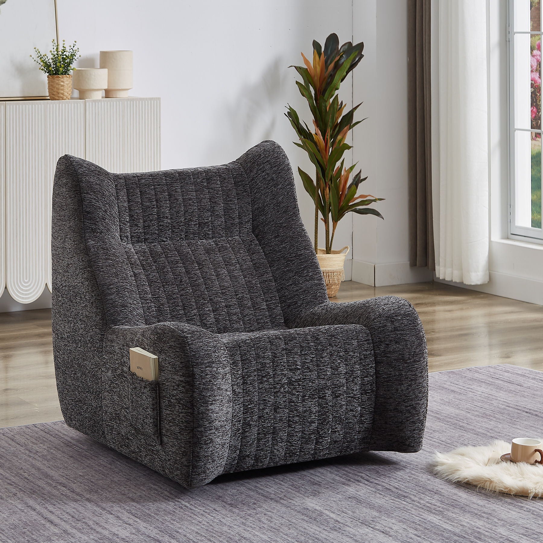 Bean Bag Chair, Lazy Floor Sofa Couch - Gray Home Essentials