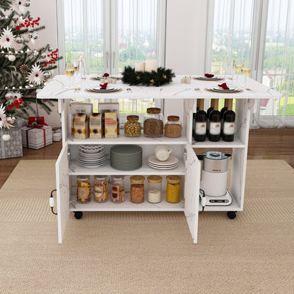 Multi Functional Folding Table With Storage Shelves And Wheels Home Essentials