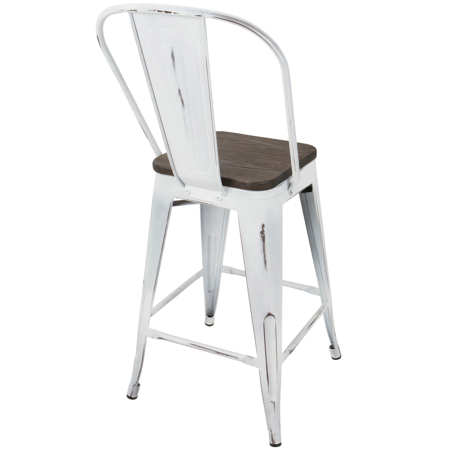 Oregon - Industrial High Back Counter Stool (Set of 2) - Vintage White / Espresso Lumi Source