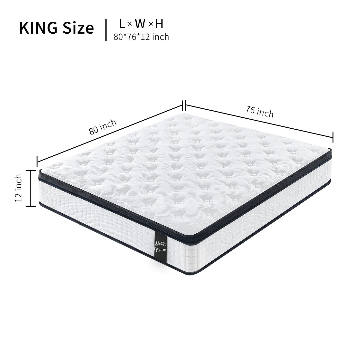 12" Hybrid Mattress Individual Pocket Spring, 7 Zoned Memory Foam Home Essentials