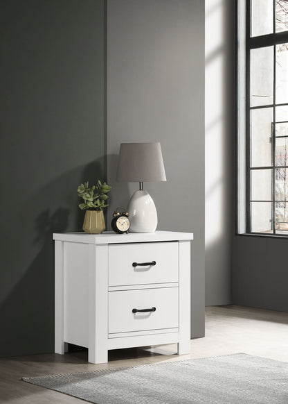 Cassini - 2 Drawer Nightstand Bedside Table - White Lilola Home
