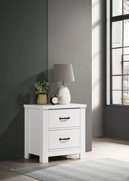 Cassini - 2 Drawer Nightstand Bedside Table - White Lilola Home
