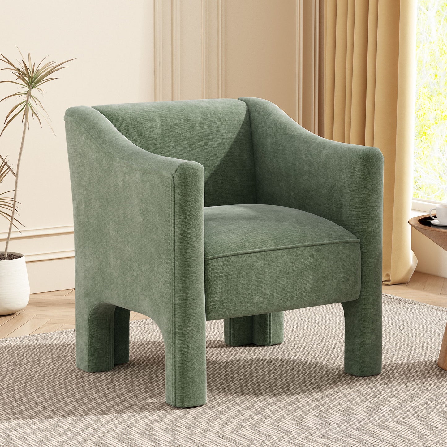 Barrel Accent Chair With Enclosed Arms Noble House