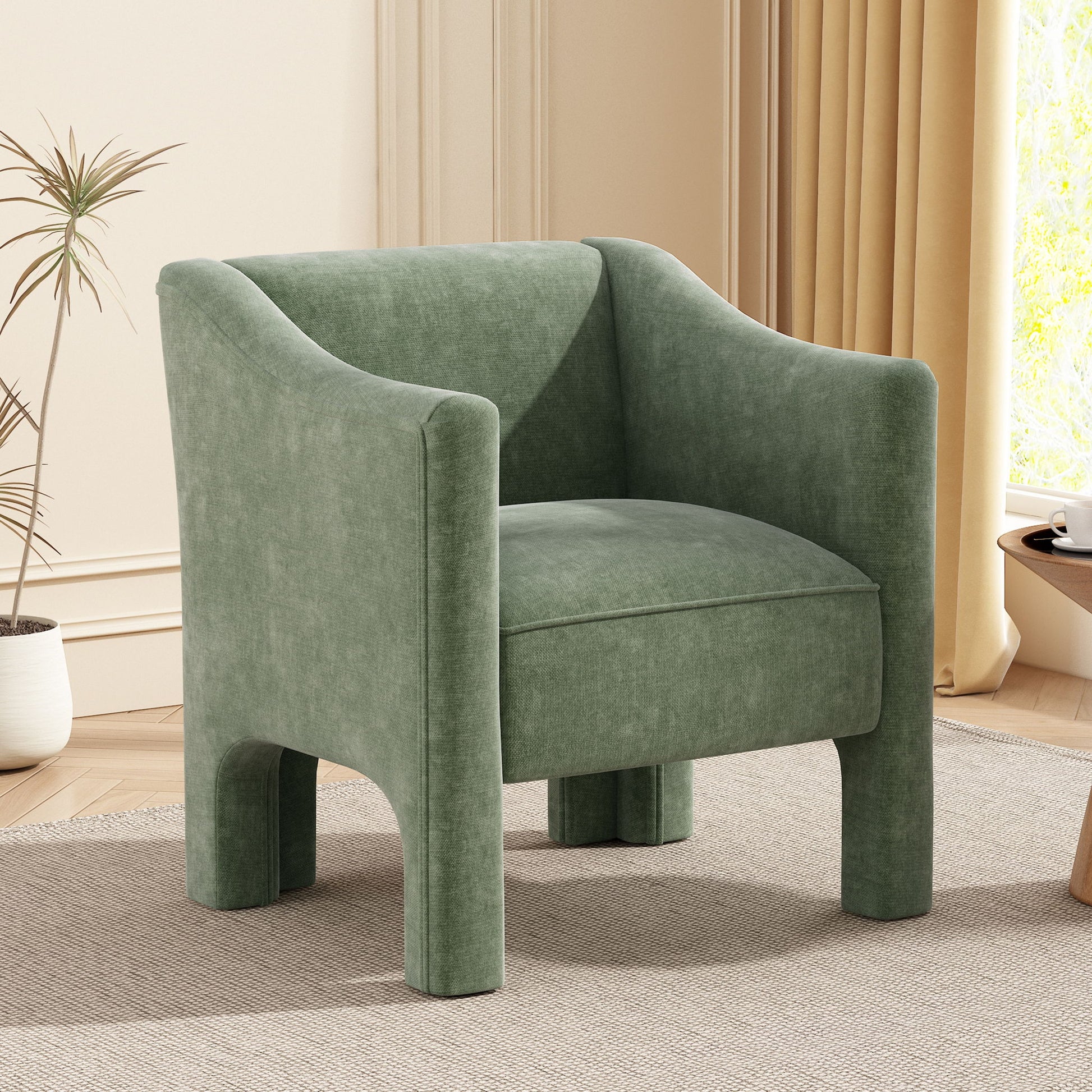 Barrel Accent Chair With Enclosed Arms Noble House