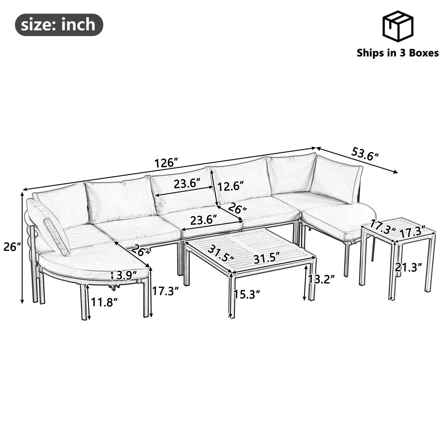 Outdoor Sectional Sofa Set Patio Seating Group With Cushions Hearth and Haven