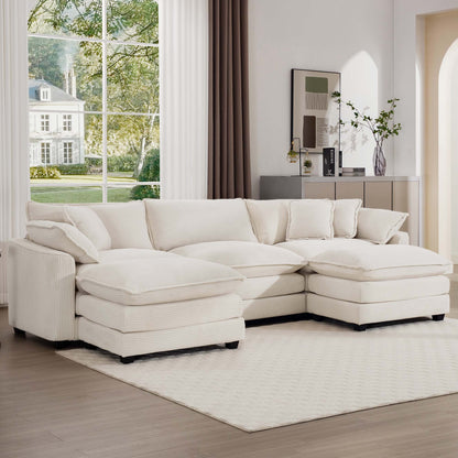 Modern Oversized Modular Cushion Sofa With Ottoman, Low Back, Deep Seating Sofa Set Home Essentials
