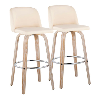 Toriano - Contemporary Fixed Height Barstool With Swivel & Round Footrest (Set of 2) Lumi Source