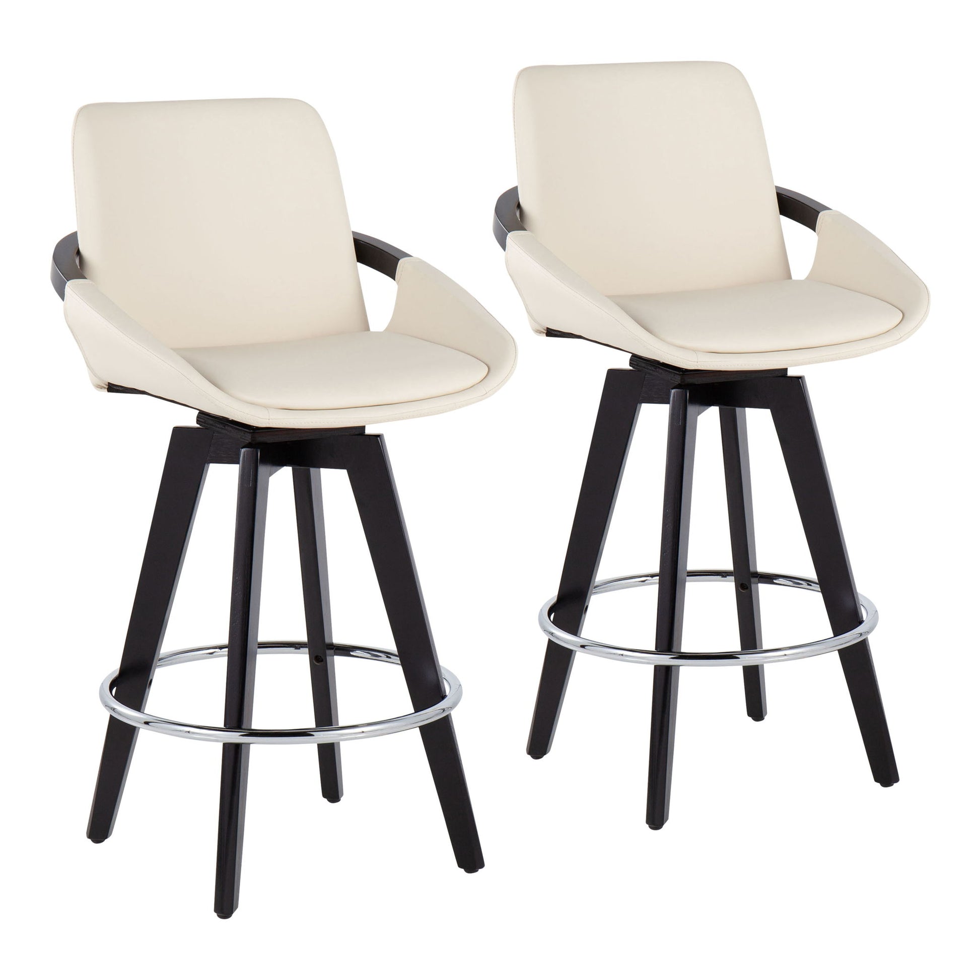 Cosmo - Contemporary Fixed Height Counter Stool With Swivel And Round Footrest (Set of 2) Lumi Source