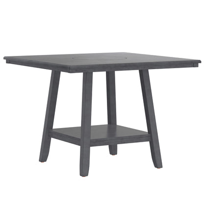 Counter Height Dining Table With Tapered Base And Lazy Susan - Gray Home Essentials