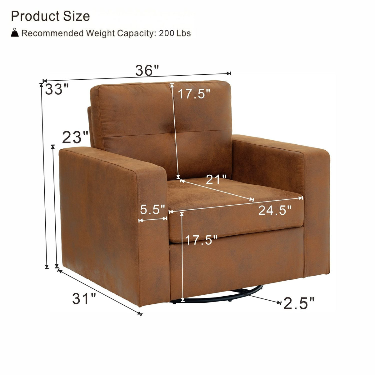 360 Degree Rotation Single Sofa Chair For Living Room Home Essentials