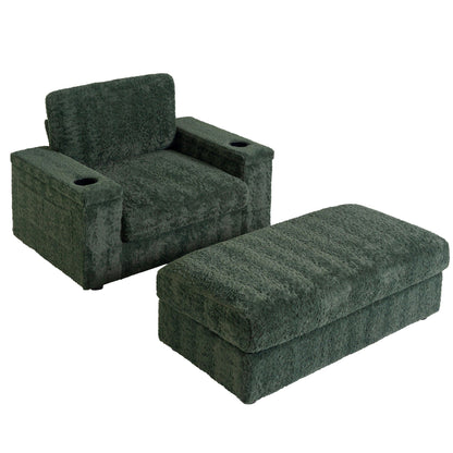 Oversized Chaise Lounge Indoor Rabbit Fur Sofa Bed With Storage Ottoman And Armrests Cup Holders With Deep Seat Luxe & Co.
