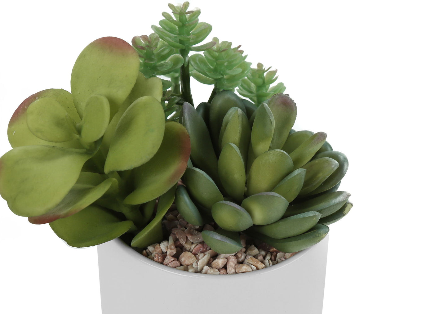 7" Tall, Artificial Plant, Succulent, Indoor, Faux, Fake, Table, Greenery, Potted, Decorative (Set of 2) - Green, White