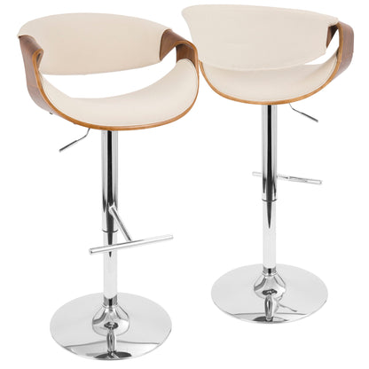 Curvo - Mid Century Modern Adjustable Barstool With Swivel With Straight T Footrest Lumi Source