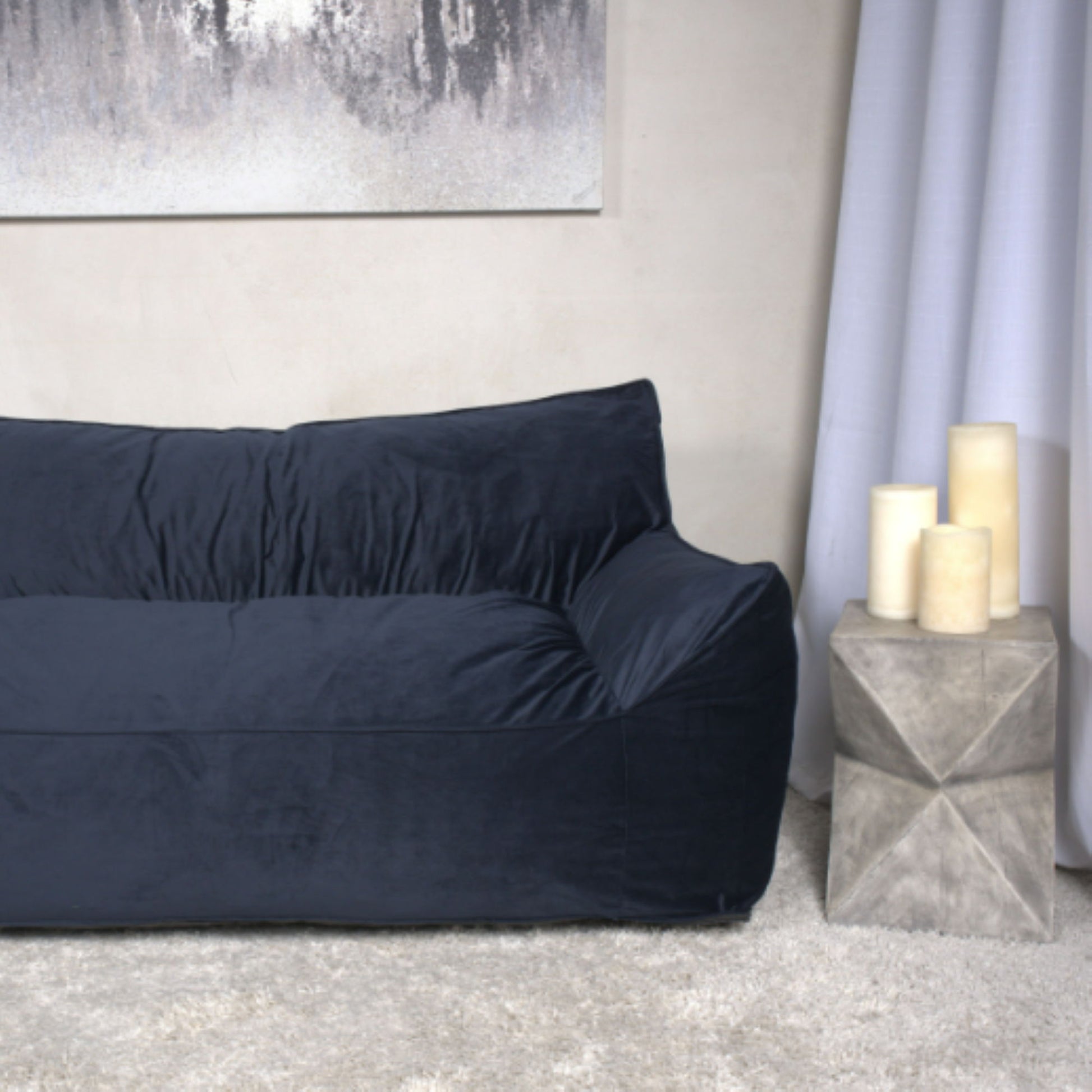Fila - Velveteen Oversized Seater Bean Bag Chair With Armrests Home Essentials