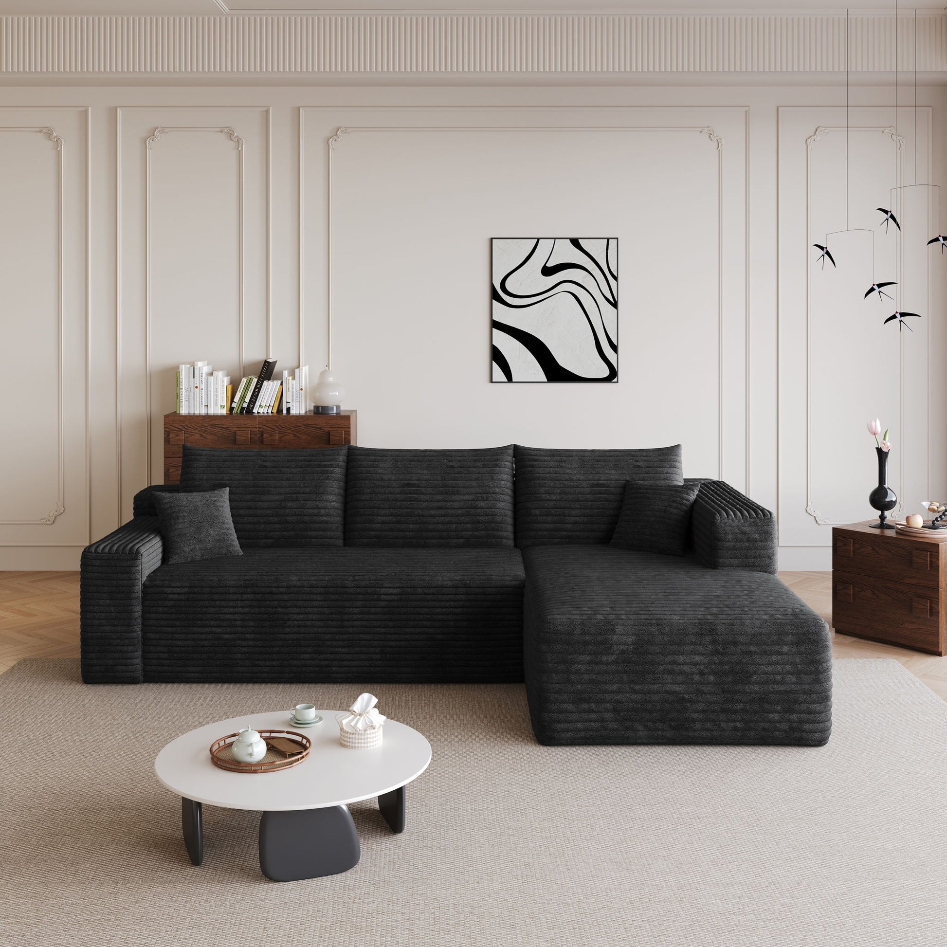 Cloud Sectional Sofa, Comfort U-Shaped Sofa For Living Room - Black Home Essentials