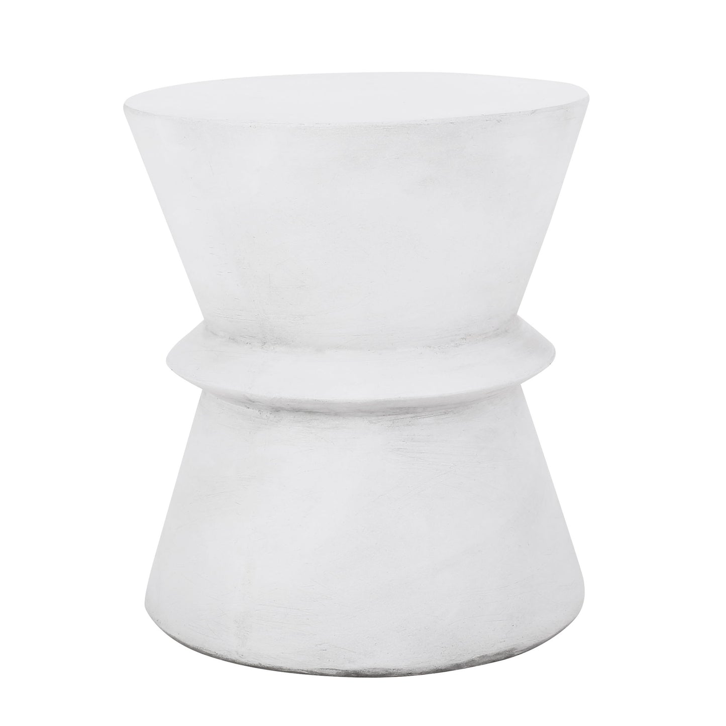 Outdoor Lightweight Concrete End Table With Hourglass Structure - Antique White Noble House