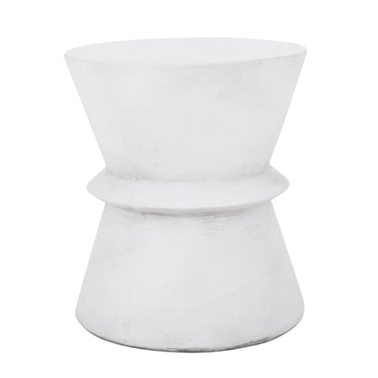 Outdoor Lightweight Concrete End Table With Hourglass Structure - Antique White Noble House