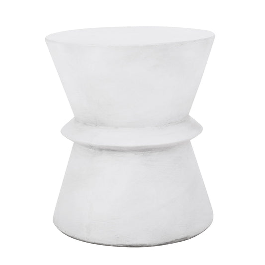 Outdoor Lightweight Concrete End Table With Hourglass Structure - Antique White Noble House