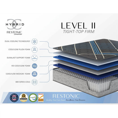 Tempagel - 13" Lux Firm Mattress With Advanced Cooling Restonic Mattress