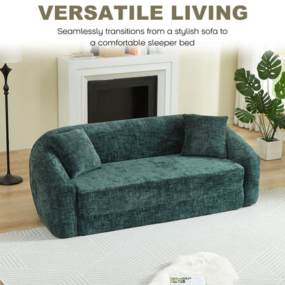 Curved Convertible Sofa, 2 In 1 Fold Out Bed With Pull Out Base And Deep Seat Home Essentials