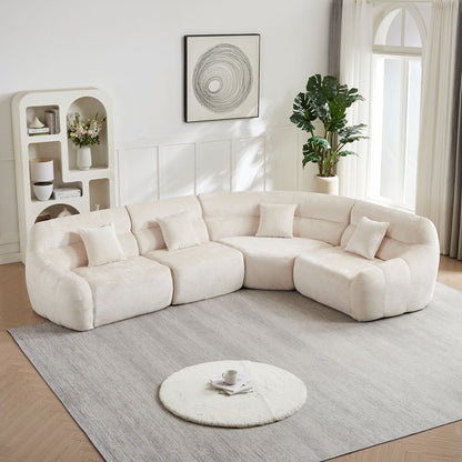 Luxury Curved Corner Sectional Sofa With 4 Pillows Home Essentials