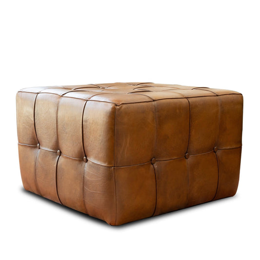 Benjiro - Square Ottoman - Tan Ashcroft Furniture