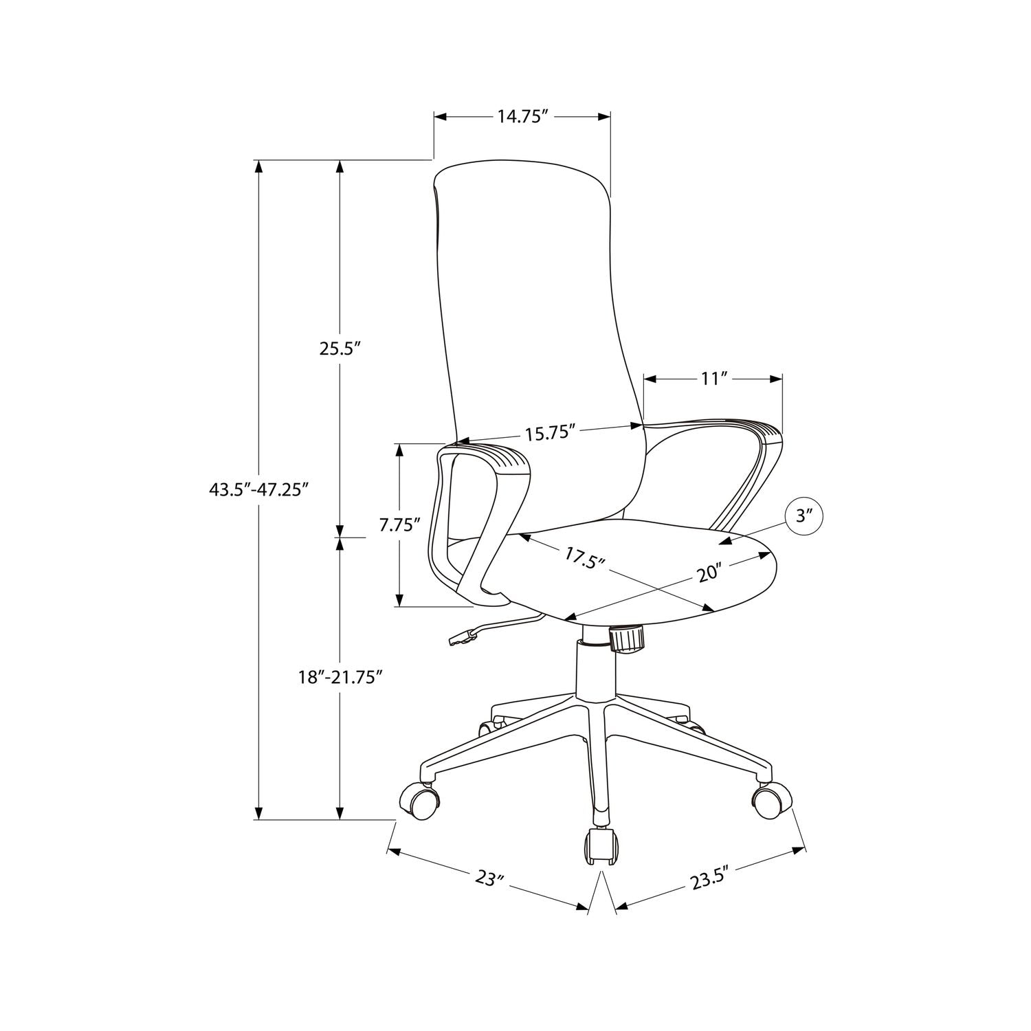 Office Chair With Adjustable Height, Armrests, Swivel - Black 8th Street