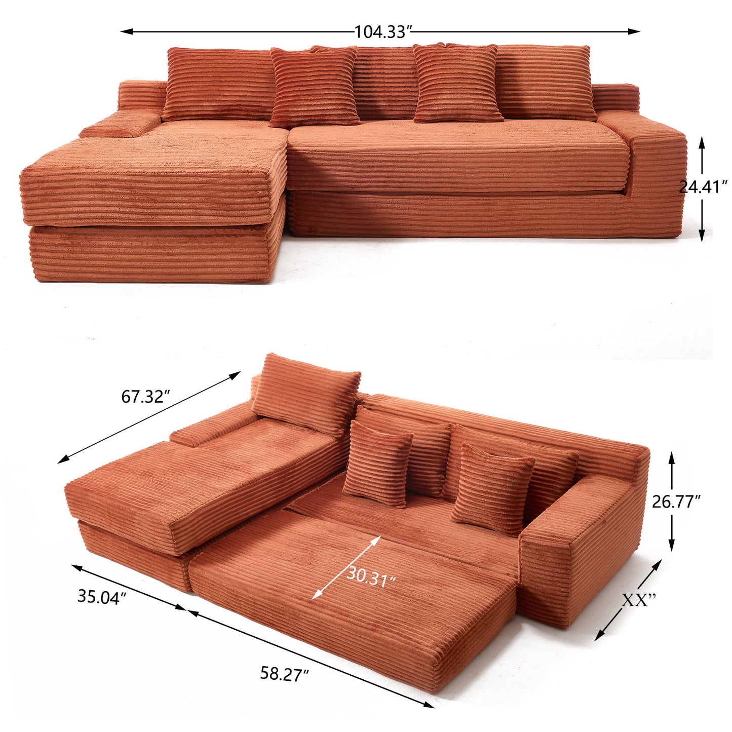Modern L - Shaped Sectional Couch With Memory Foam Home Essentials