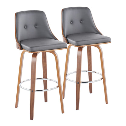 Gianna - Mid Century Modern Fixed Height Barstool With Swivel With Round Footrest (Set of 2) Lumi Source