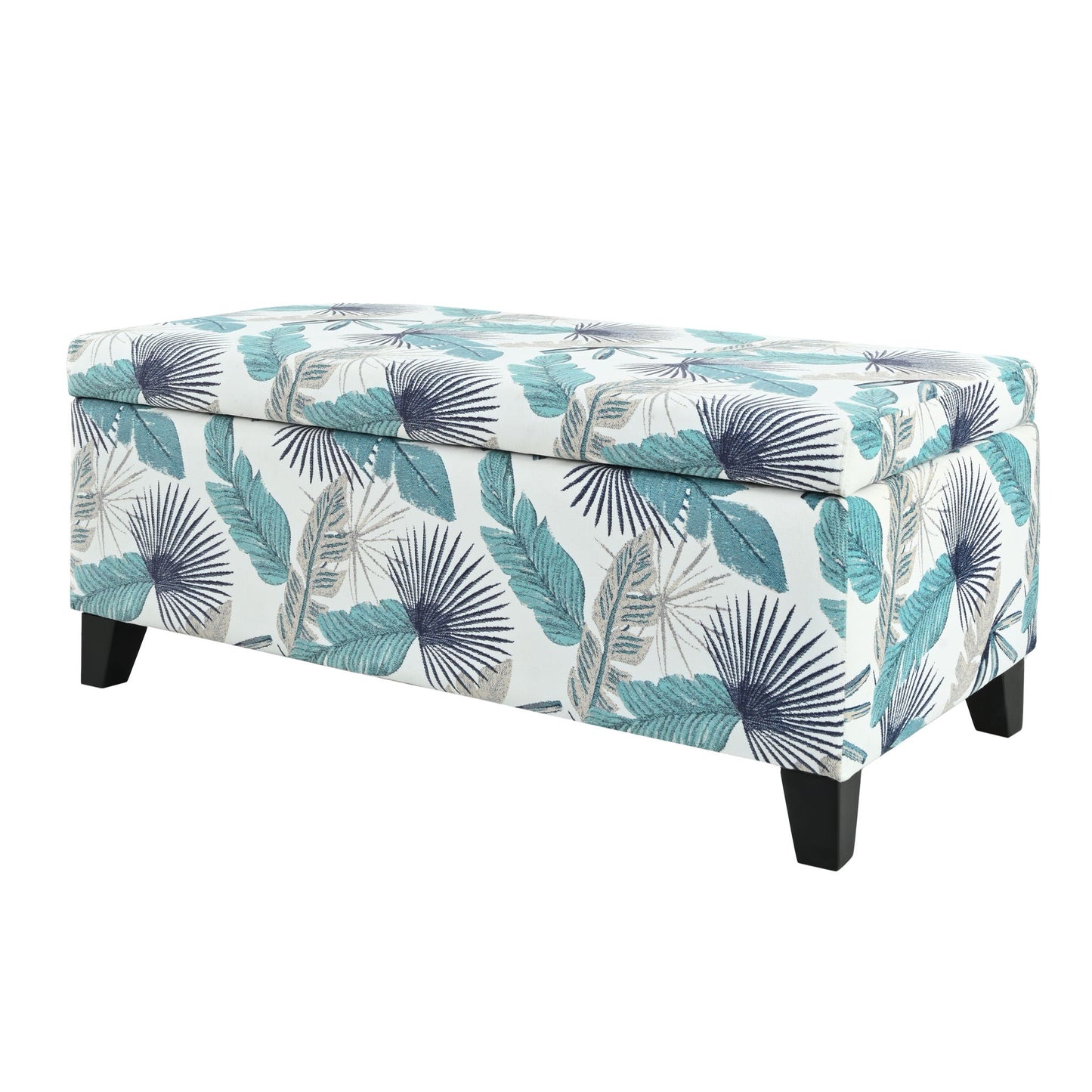 Charming Floral Storage Ottoman With Upholstered Fabric Noble House