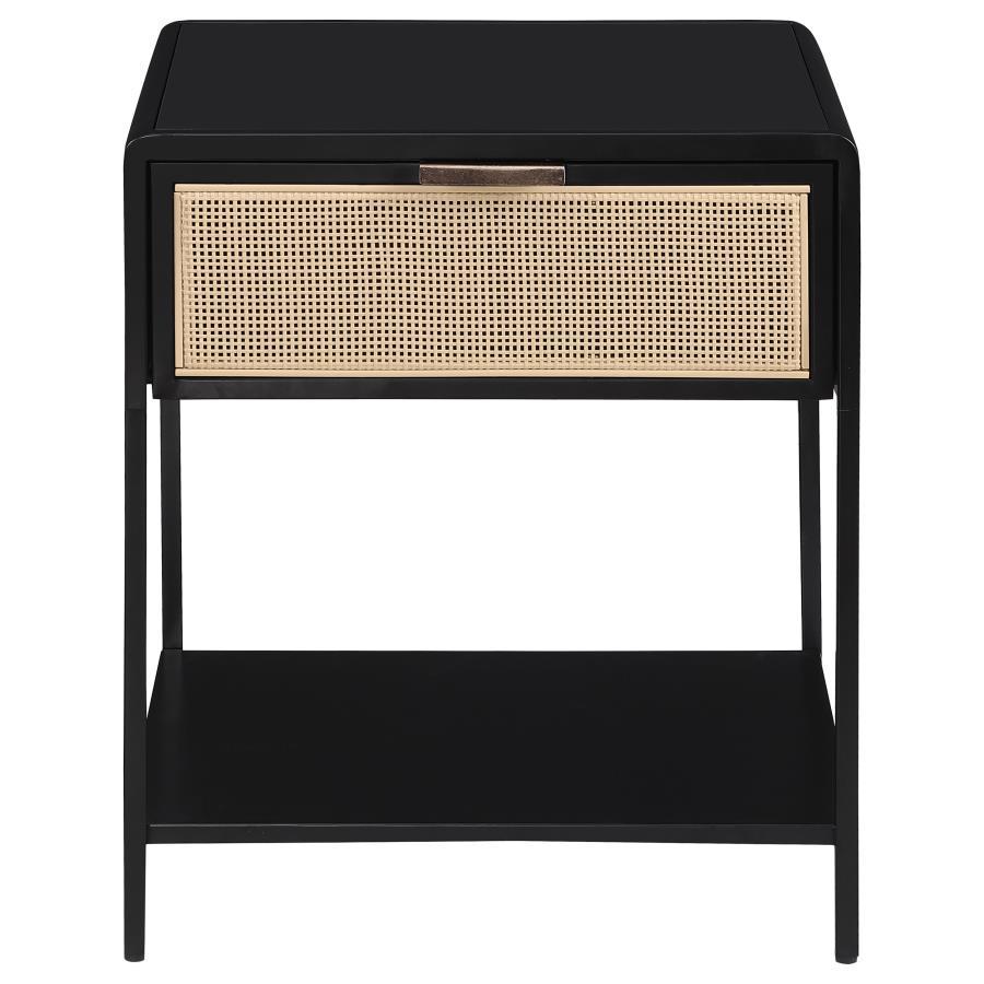 Amherst - 1-Drawer Radio Weave Rattan Metal Side Table Coaster Fine Furniture