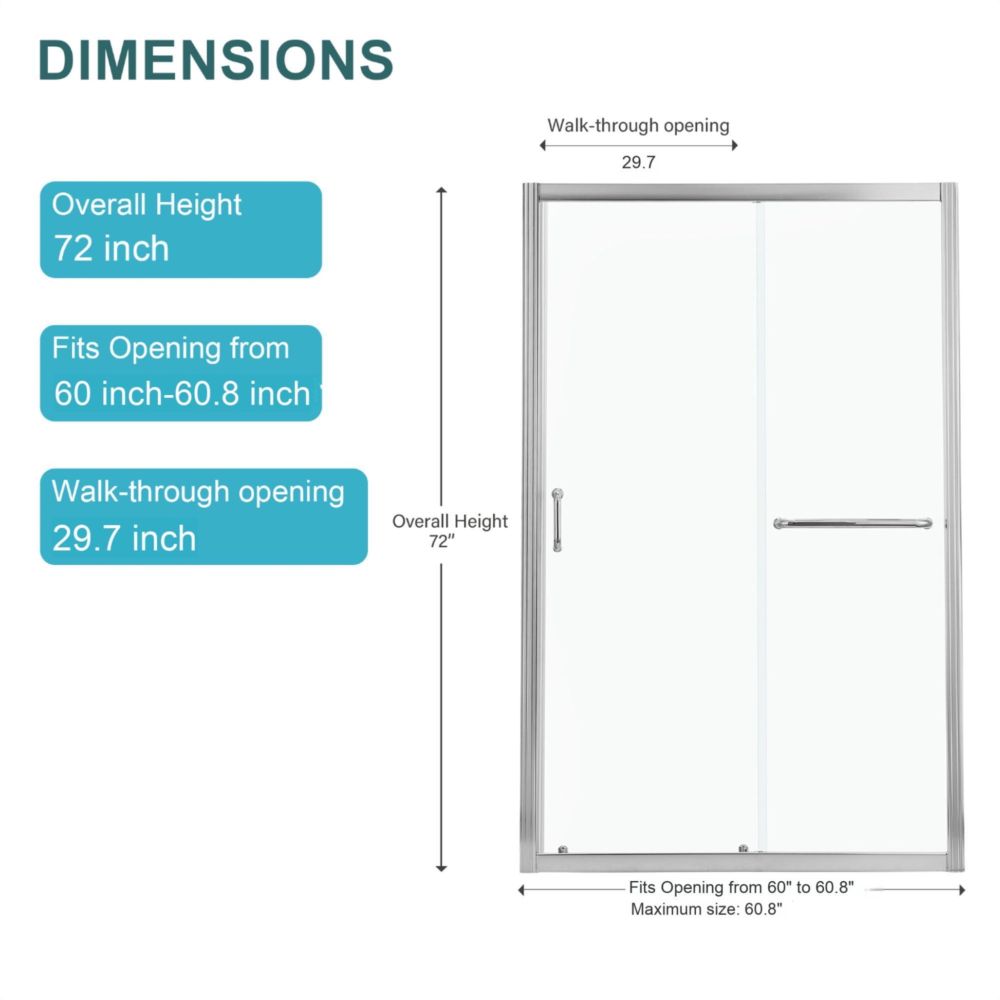 Single Sliding Bypass Shower Door, Tempered Glass Enclosure Daily Nest