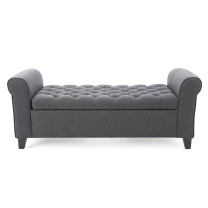 Hayes - Contemporary Armed Storage Bench With Rolled Arms And Button Tufting Noble House