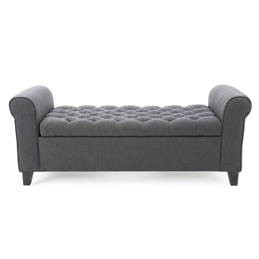 Hayes - Contemporary Armed Storage Bench With Rolled Arms And Button Tufting Noble House