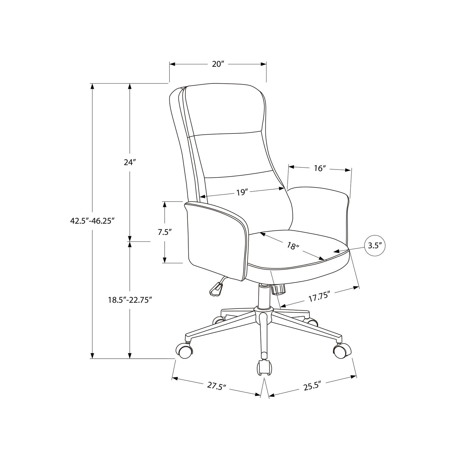 Office Chair With Adjustable Height, Ergonomic Design - Black 8th Street