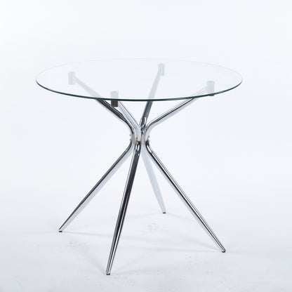 Compact Dining Table With Glass Top - Chrome Home Essentials