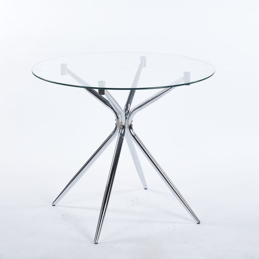 Compact Dining Table With Glass Top - Chrome Home Essentials