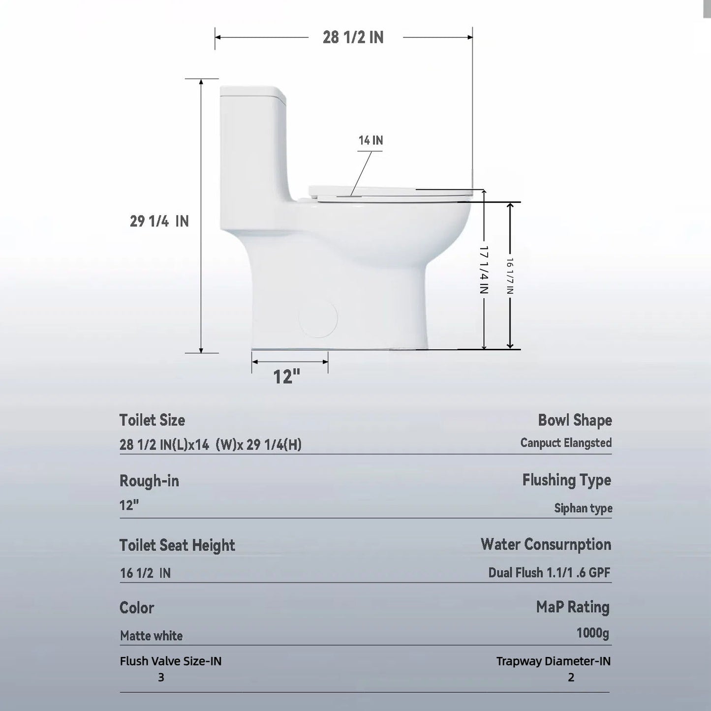 1 Piece Toilet With Tornado Flush, Soft Closing Seat Daily Nest