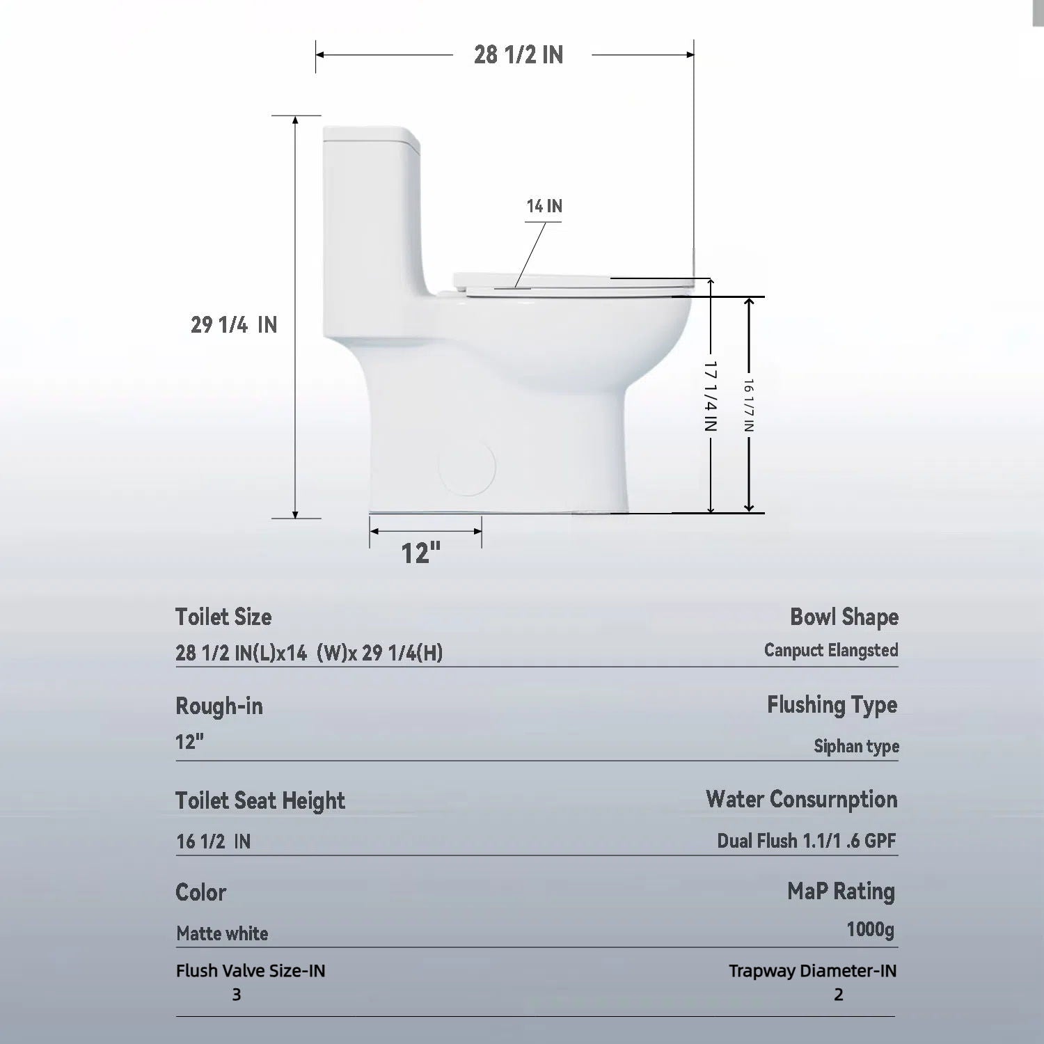 1 Piece Toilet With Tornado Flush, Soft Closing Seat Daily Nest