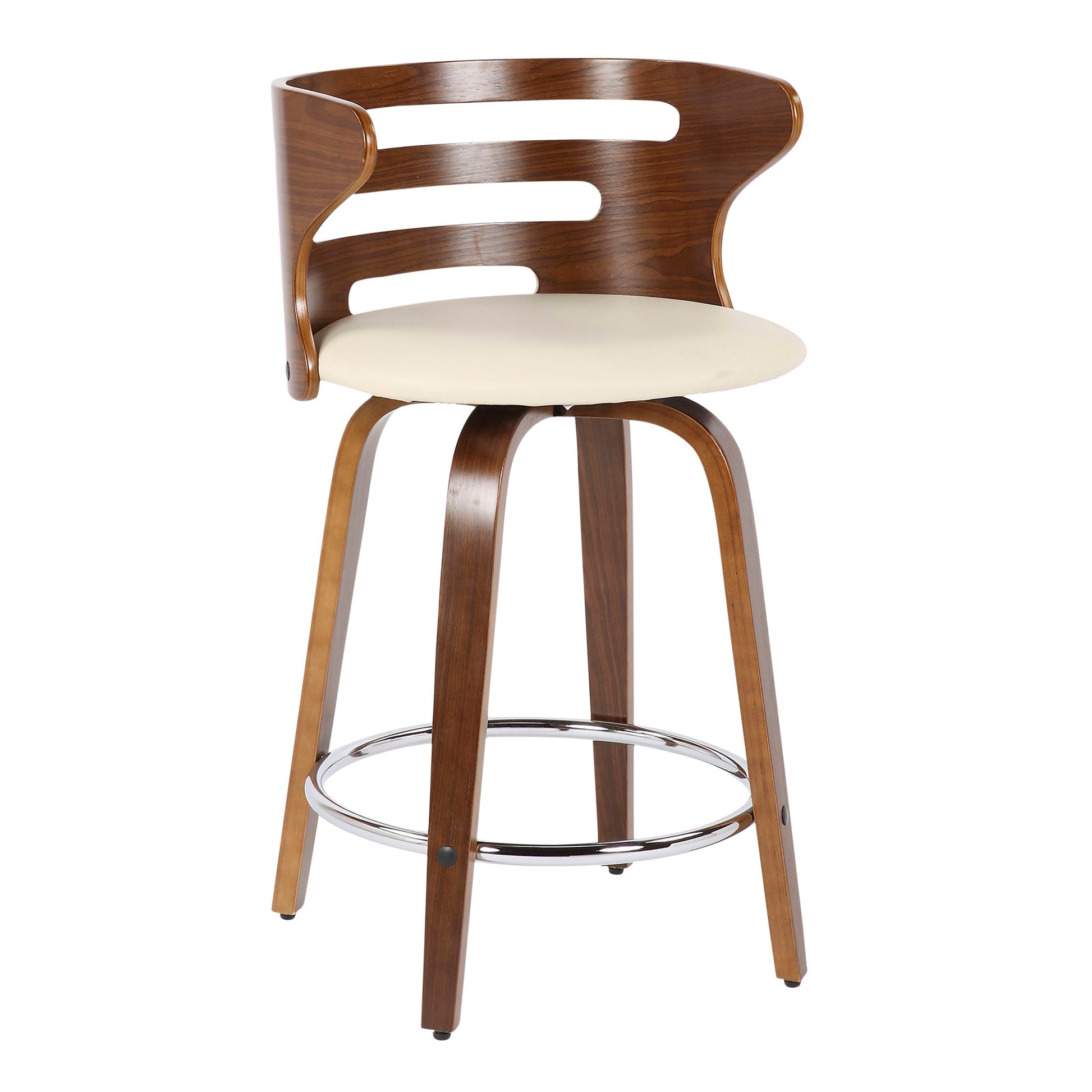 Cosini - Mid Century Modern Fixed Height Counter Stool With Footrest With Swivel (Set of 2) Lumi Source